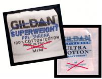 Etiquetas de Gildan